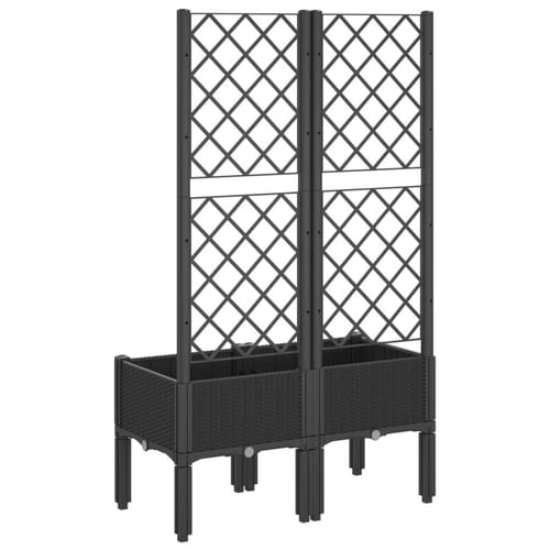 Garden Planter With Trellis Black 31.5"x15.7"x55.9" Pp