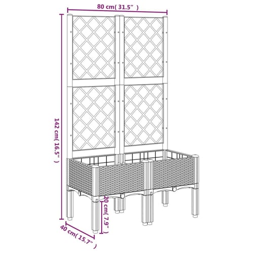 Garden Planter With Trellis Black 31.5"x15.7"x55.9" Pp