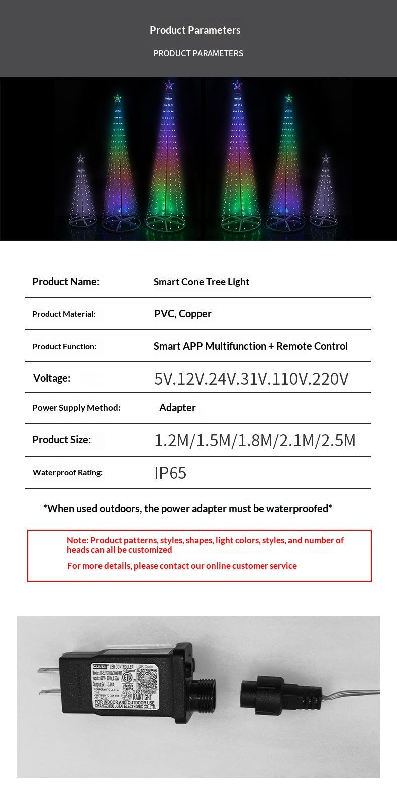 Specifications: 225 Lights, Power Supply: Us - Rgb Color-changing Conical Remote-controlled App-powered Indooroutdoor Tree Lights