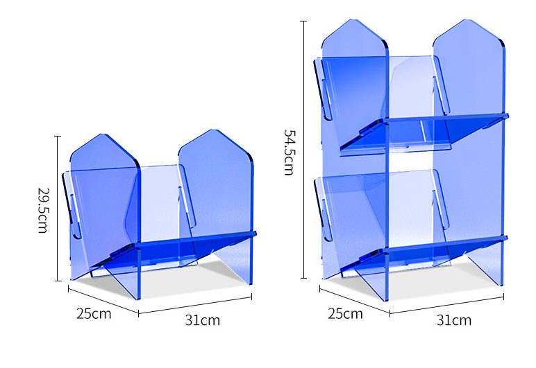 Color: Translucent Blue Single Layer - Transparent Bookshelf Acrylic Storage Rack