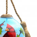 Red Cardinal On Christmas Holly Branches Hand Painted Mouth Blown Glass Ornament