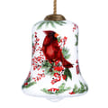 Cardinal Perched On Winter Berries Hand Painted Mouth Blown Glass Ornament