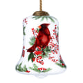 Cardinal Perched On Winter Berries Hand Painted Mouth Blown Glass Ornament