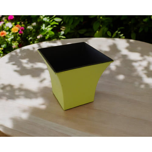 5" Yellow Recycled Plastic Indoor Outdoor Square Pot Planter