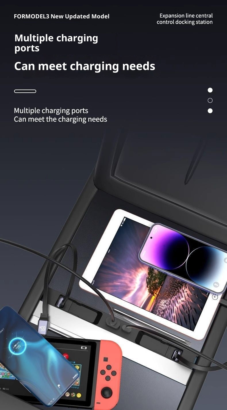 Applicable To Model 3y Slide-out Expansion Dock In-car Central Control Charging Expansion Usb Accessory