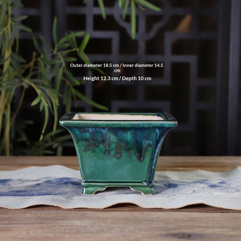 Style: Style 13 - Handmade Ceramic Glazed Basins For Flower Pots Bonsai Green Plants Potted And Outdoor Planters