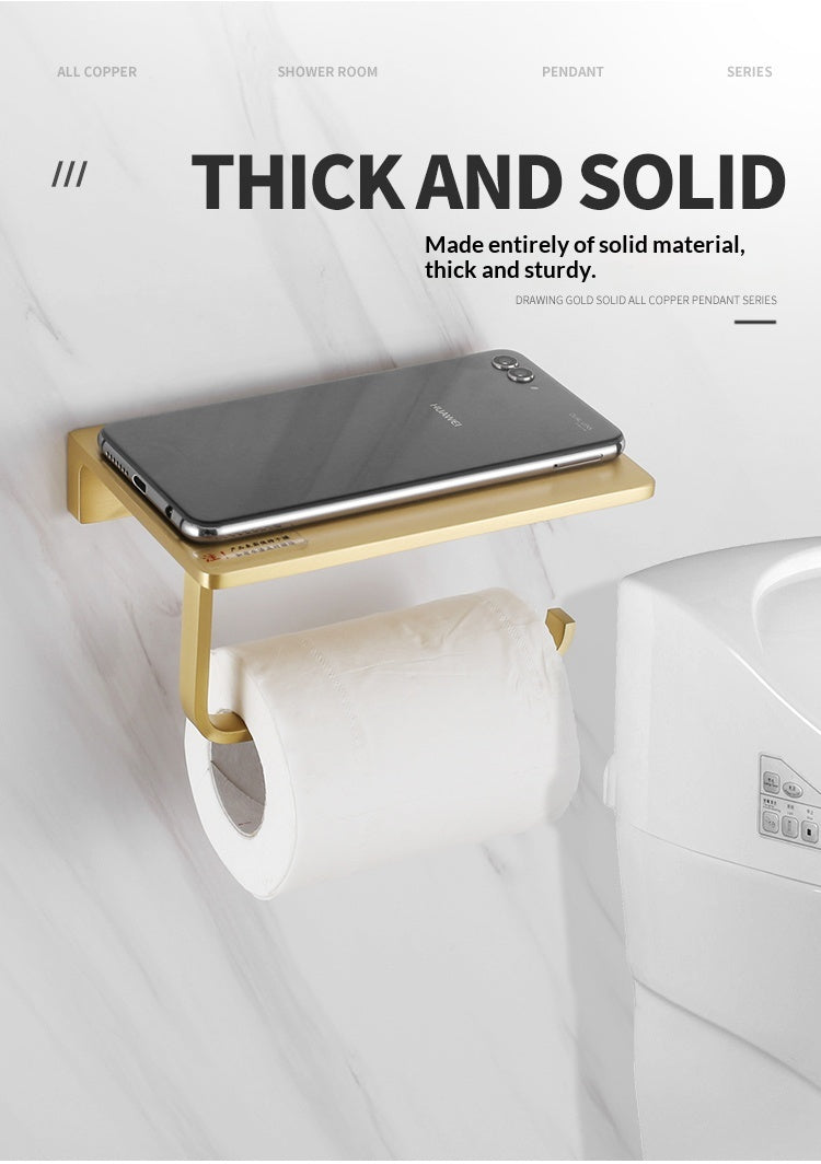 Size: Tissue Holder - Brushed Brass Solid Towel Rack Shelf