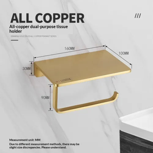 Brushed Brass Solid Towel Rack Shelf