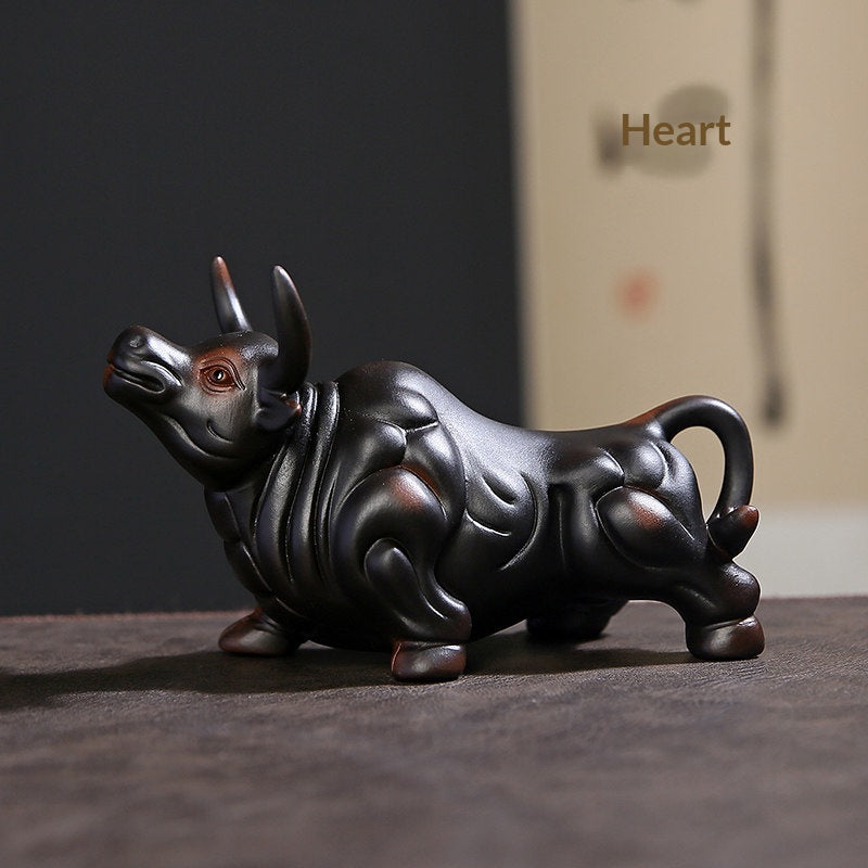 Style: Combination, Size: Large Size - Purple Clay Bullish Spirit Soaring To The Heavens Tea Pet Ornament Premium Accessory