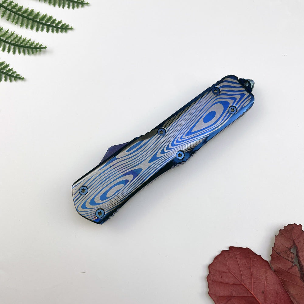 Blue Titanium Feather Pattern Zinc-aluminum Alloy Outdoor Handle Accessory