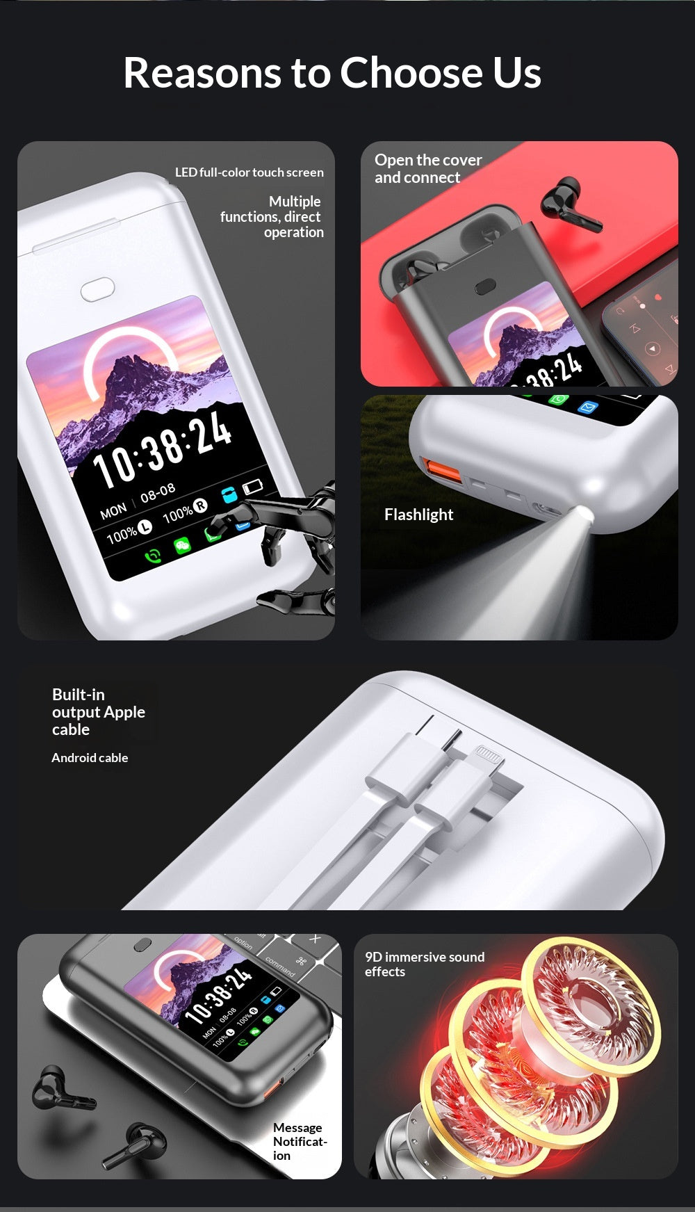 Color: White, Style: Standard - Se-two Bluetooth Touch-control Noise-canceling Transparency Mode Headphones With Display