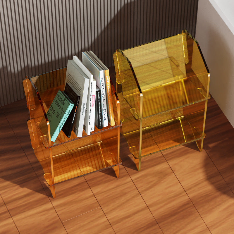 Color: Translucent Blue Single Layer - Transparent Bookshelf Acrylic Storage Rack