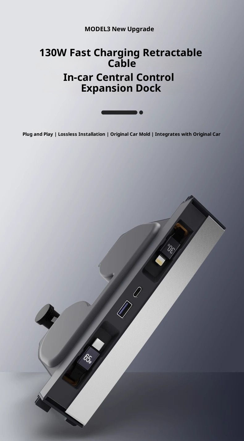 Applicable To Model 3y Slide-out Expansion Dock In-car Central Control Charging Expansion Usb Accessory