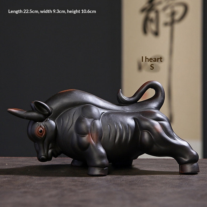 Style: Irresistible, Size: Large Size - Purple Clay Bullish Spirit Soaring To The Heavens Tea Pet Ornament Premium Accessory
