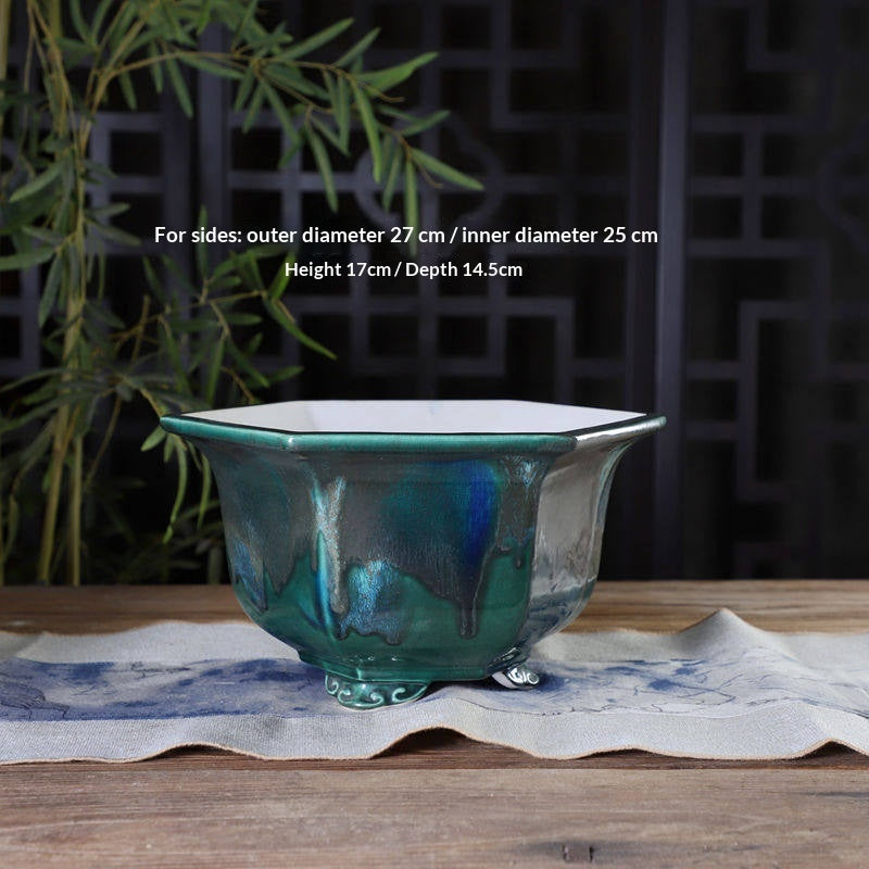Style: Style 9 - Handmade Ceramic Glazed Basins For Flower Pots Bonsai Green Plants Potted And Outdoor Planters