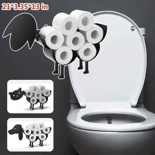 Home Iron Roll Paper Towel Holder Black Sheep Cat Dog Crafts Bathroom Rack Ornaments Toilet Roll Holder Kitchen Bathroom Storage 210320