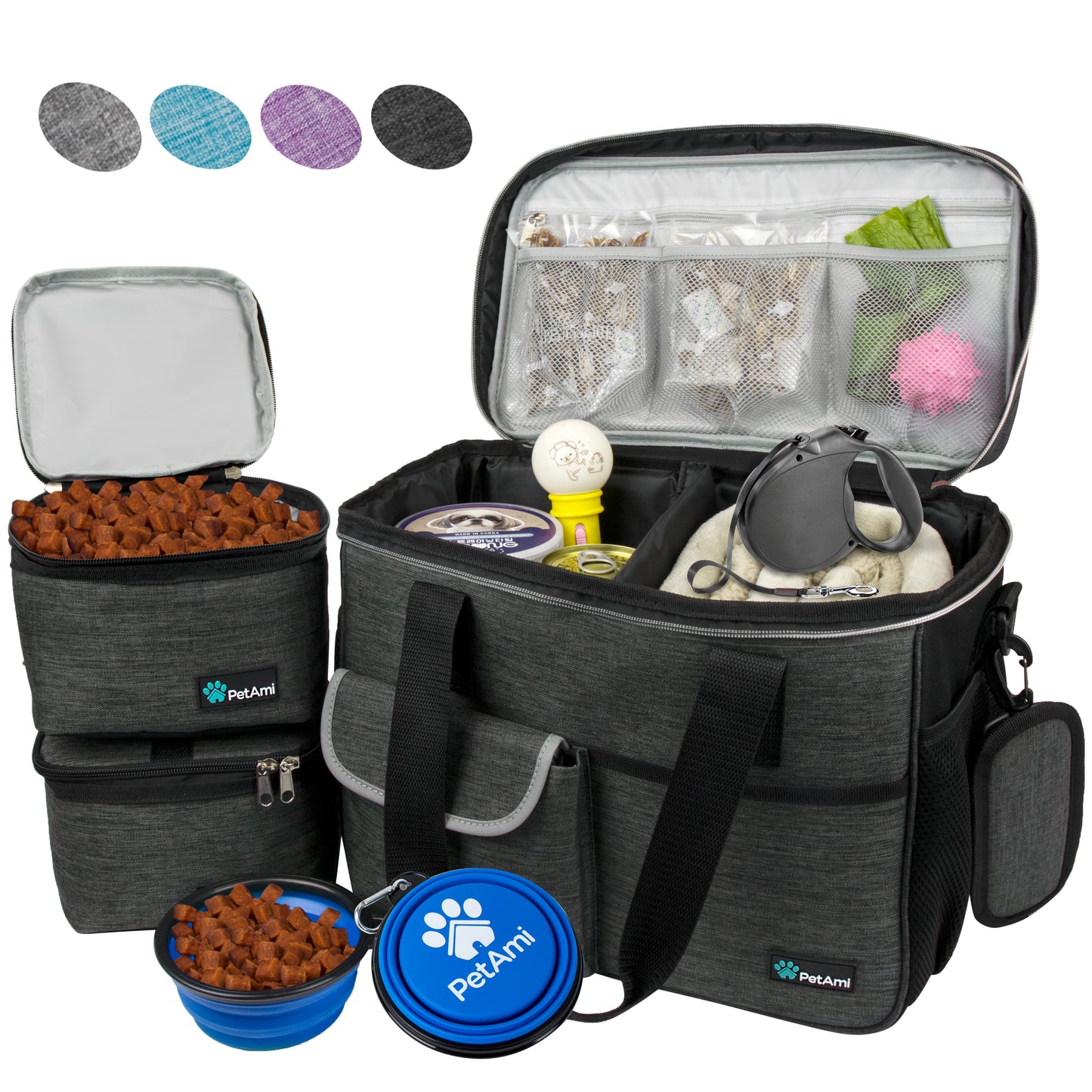 Pet Supply Travel Bag Set Weekend Tote Dog Gear Food Carrier Accessory Organizer