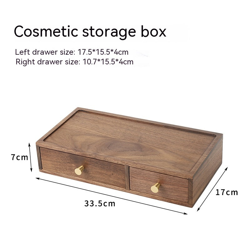 Format: Storage Box Upper Layer - Solid Wood Cosmetics Storage Box Organizing Makeup Brush Drawer Rack