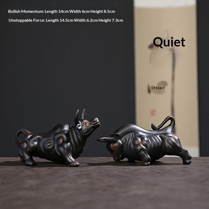 Style: Irresistible, Size: Large Size - Purple Clay Bullish Spirit Soaring To The Heavens Tea Pet Ornament Premium Accessory