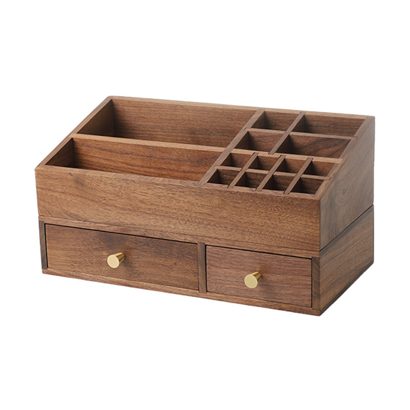 Format: Storage Box Upper Layer - Solid Wood Cosmetics Storage Box Organizing Makeup Brush Drawer Rack