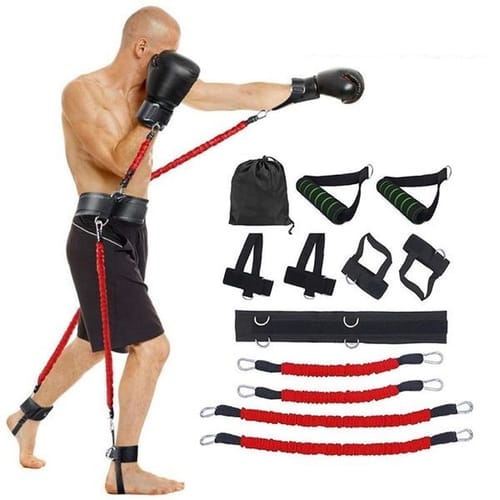 Color: Silver - Sport Boxing Trainer Resistance Band Training Belt For Feet Workout Fitness Equipment Leg Speed Bouncing Stretching Exercise 220301