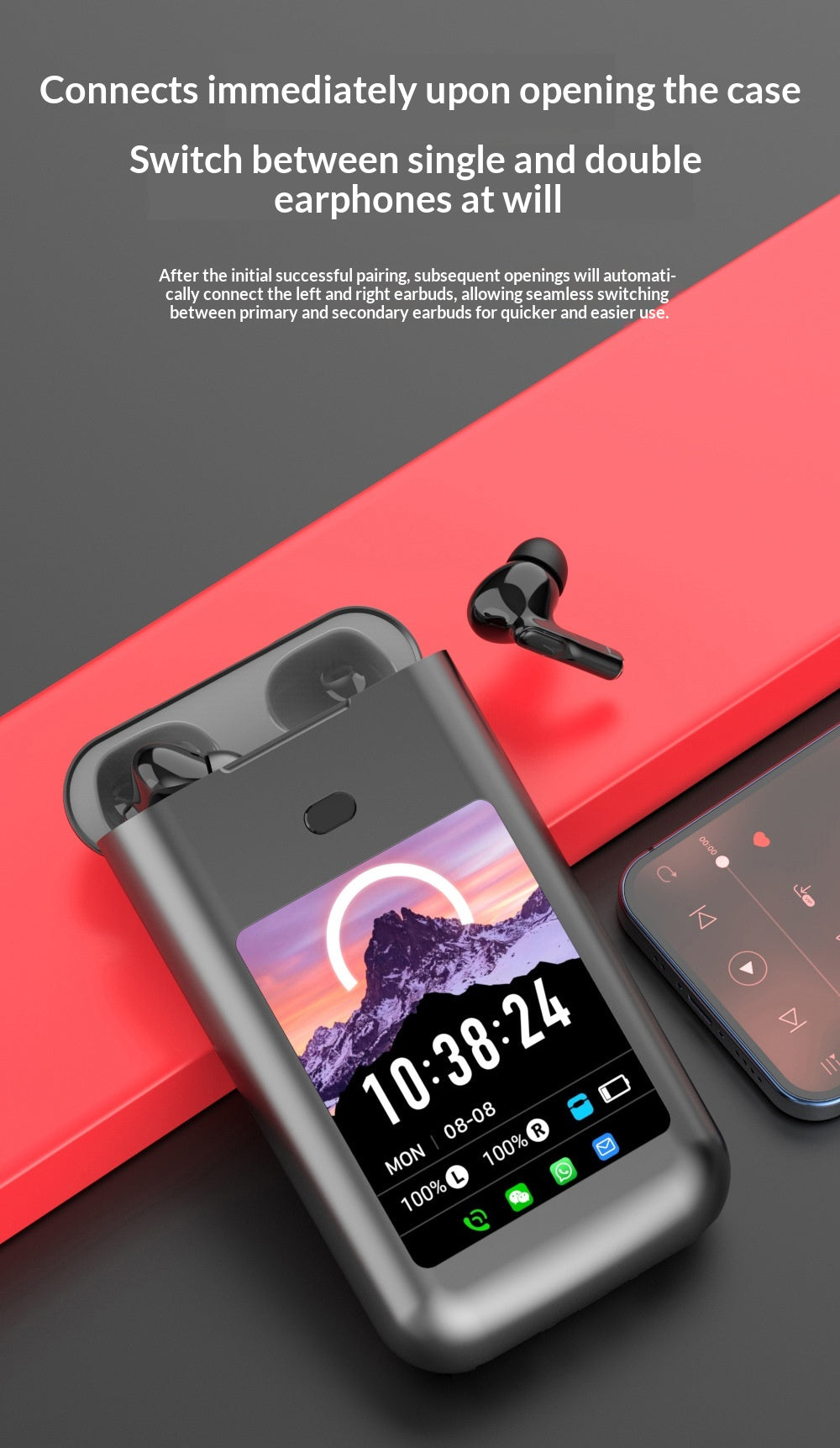 Color: White, Style: Standard - Se-two Bluetooth Touch-control Noise-canceling Transparency Mode Headphones With Display