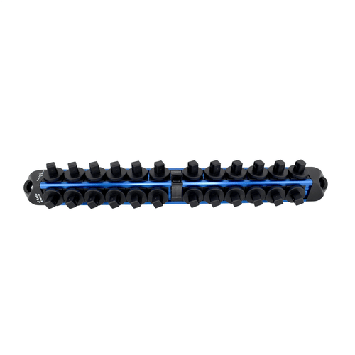 Astro Pneumatic 3/8 Inch Drive V12 Locking Magnetic Socket Organizer For 24 Sockets Plus Ratchet - Blue