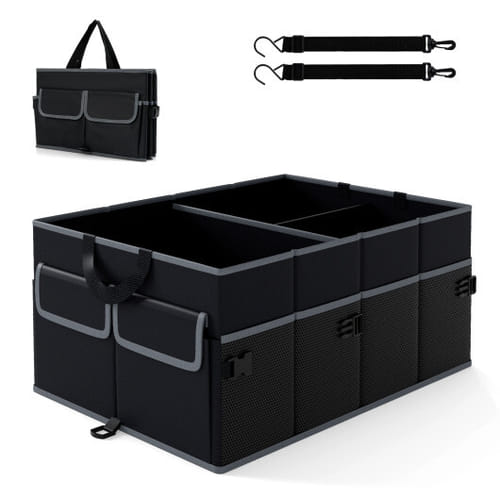 13 Gallon Car Trunk Organizer With Removable Divider And 6 Pockets-black