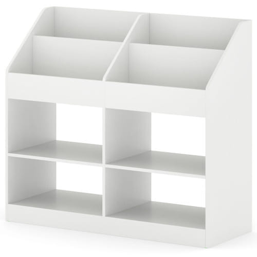 3-tier Kid's Bookshelf Toy Storage Organizer With Display Rack And 4 Compartments-white