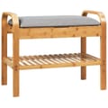 Shoe Rack Bench Bamboo With Storage Shelf-natural - Color: Natural