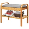 Shoe Rack Bench Bamboo With Storage Shelf-natural - Color: Natural