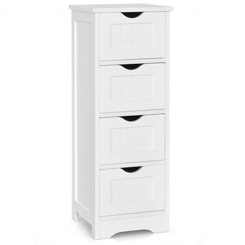 Floor Wooden Free Standing Storage Side Organizer For Bathroom-white - Color: White