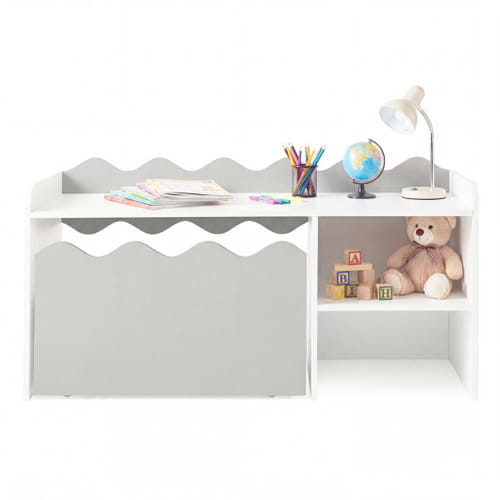 Scalloped Kids Bookshelf And Toy Storage Organizer For Playroom-gray - Color: Gray