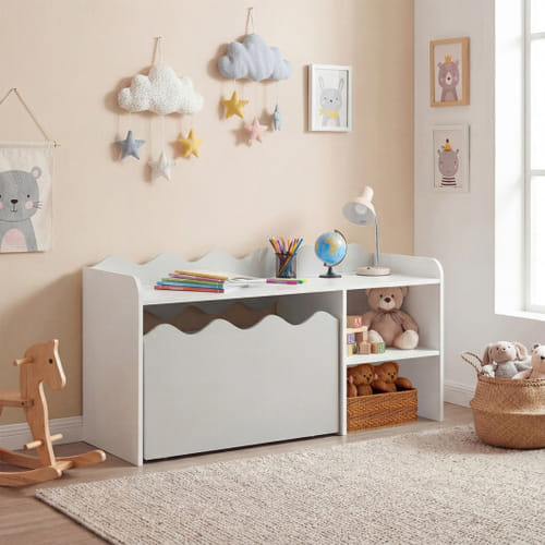 Scalloped Kids Bookshelf And Toy Storage Organizer For Playroom-gray - Color: Gray