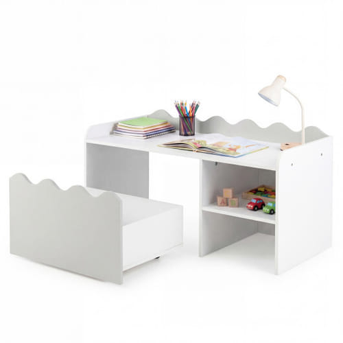 Scalloped Kids Bookshelf And Toy Storage Organizer For Playroom-gray - Color: Gray