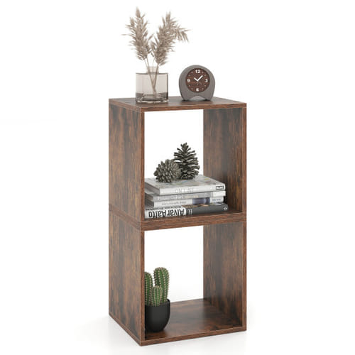 Cube Storage Organizer Set Of 2 For Living Room Bedroom Study-rustic Brown - Color: Rustic Brown