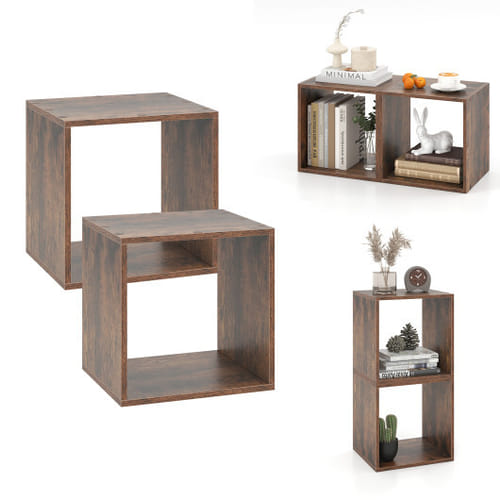 Cube Storage Organizer Set Of 2 For Living Room Bedroom Study-rustic Brown - Color: Rustic Brown