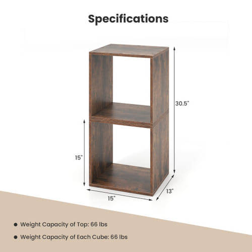 Cube Storage Organizer Set Of 2 For Living Room Bedroom Study-rustic Brown - Color: Rustic Brown