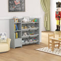 4-tier Kids Bookshelf And Toy Storage Rack With 8 Toy Organizer Bins-grey - Color: Gray