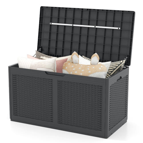 100 Gallon Resin Deck Box Outdoor Waterproof Storage Bench-gray - Color: Gray