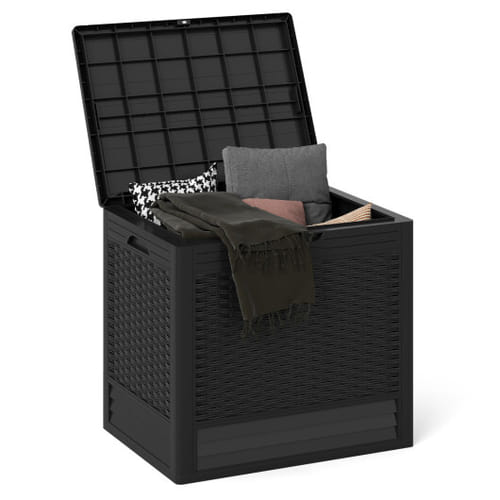 25 Gallon Outdoor Storage Box With Rattan Patterns-black - Color: Black
