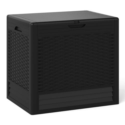25 Gallon Outdoor Storage Box With Rattan Patterns-black - Color: Black