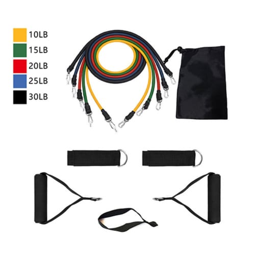 Us 11pcs Resistance Bands Yoga Pilates Crossfit Fitness Equipment Elastic Pull Rope Workout Latex Tube Set