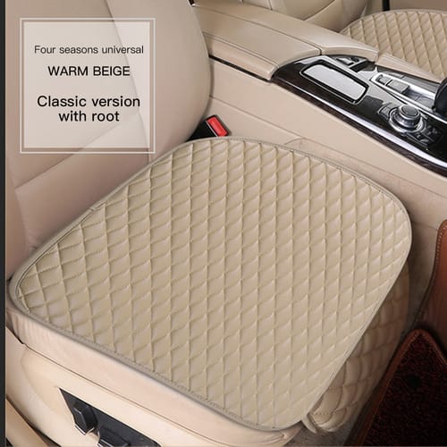 3pcs Universal Car Seat Cover Pu Leather Cushions Organizer Auto Front Back Seats Covers Protector Mat Beige Single