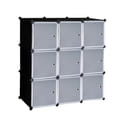 Us 1 Set Of Storage Organizer Diy 9-cube Storage Shelving With Doors For Bedroom Living Room White Door Black Body