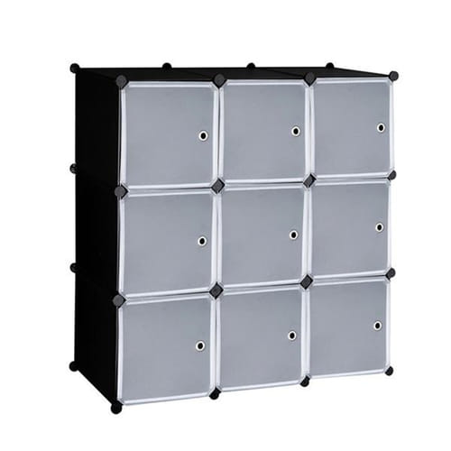 Us 1 Set Of Storage Organizer Diy 9-cube Storage Shelving With Doors For Bedroom Living Room White Door Black Body
