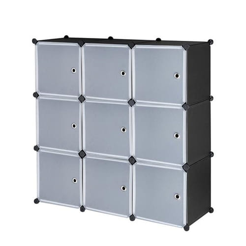 Us 1 Set Of Storage Organizer Diy 9-cube Storage Shelving With Doors For Bedroom Living Room White Door Black Body