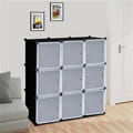 Us 1 Set Of Storage Organizer Diy 9-cube Storage Shelving With Doors For Bedroom Living Room White Door Black Body