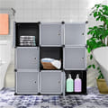 Us 1 Set Of Storage Organizer Diy 9-cube Storage Shelving With Doors For Bedroom Living Room White Door Black Body