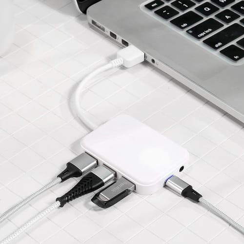 1 For 4 Usb 3.0 Hub Extender Splitter Multi-port Computer External Multi-function Expansion Dock Hub White